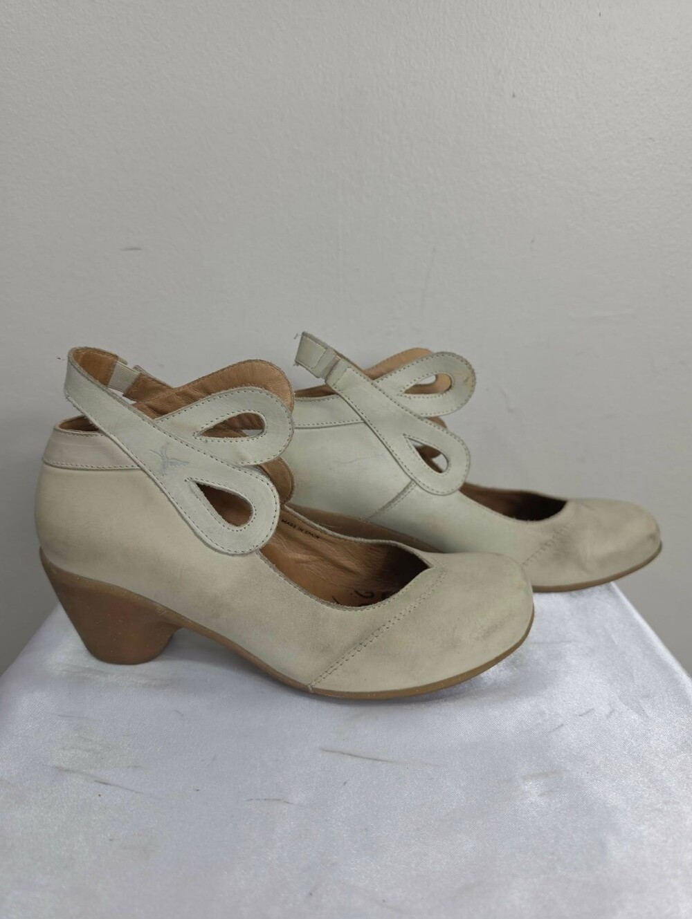 Portofino Mary Jane Slingback Cream Suede Heels